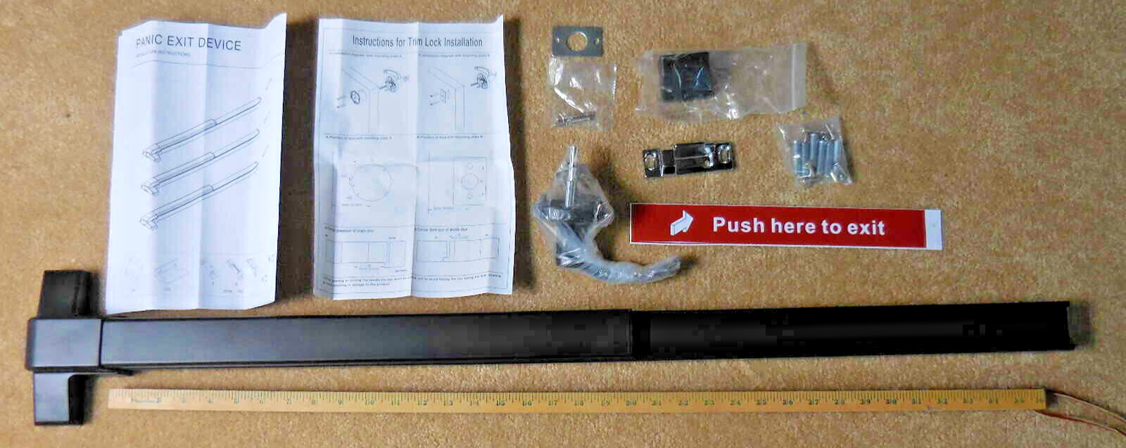 Partol Door Push Bar Keyed Lever 41" to 53" Black BI006686 #8or