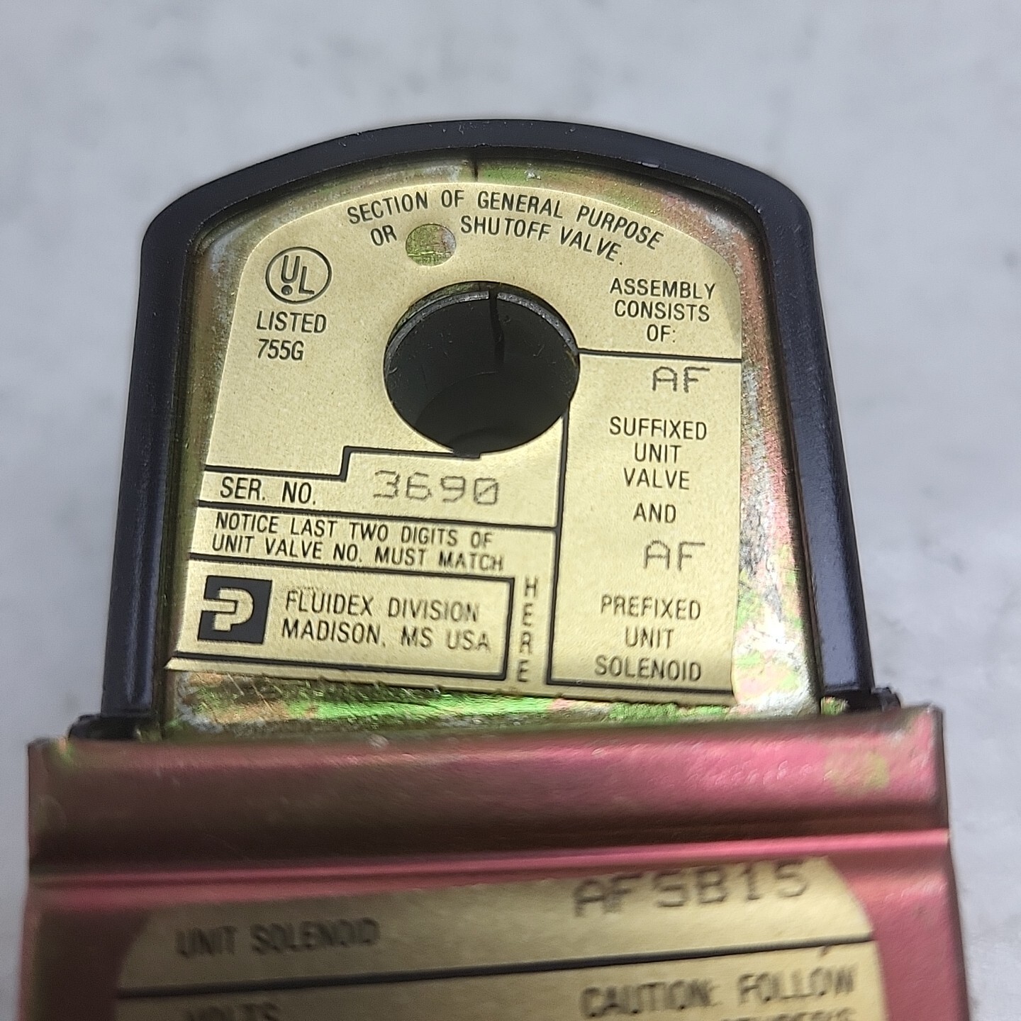 Parker AFSB15 Splice Box Coil 240/220V Unit Solenoid 60/50 Hz 6.9 Watt