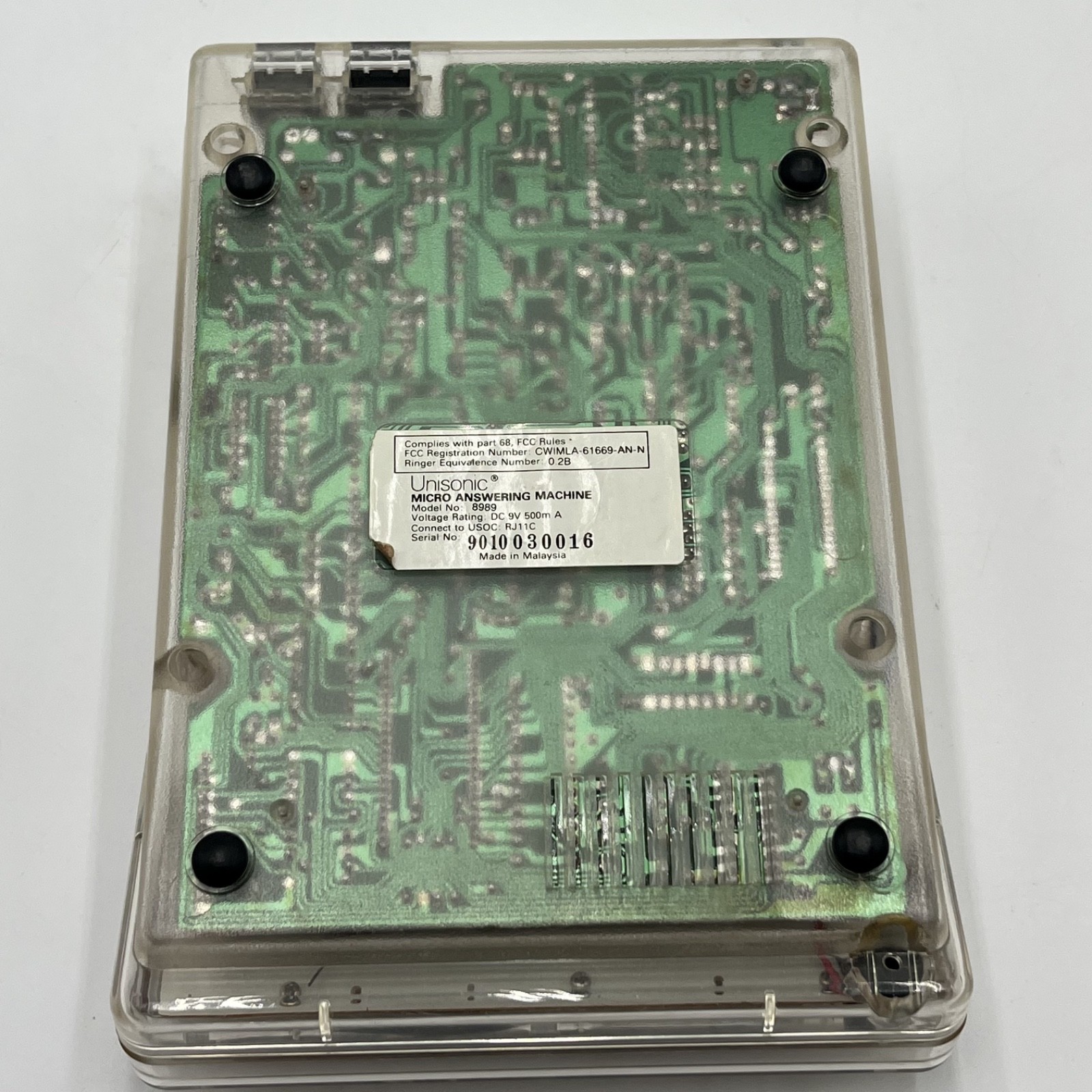 Unisonic Answer Machine Model 8989 Clear View Untested