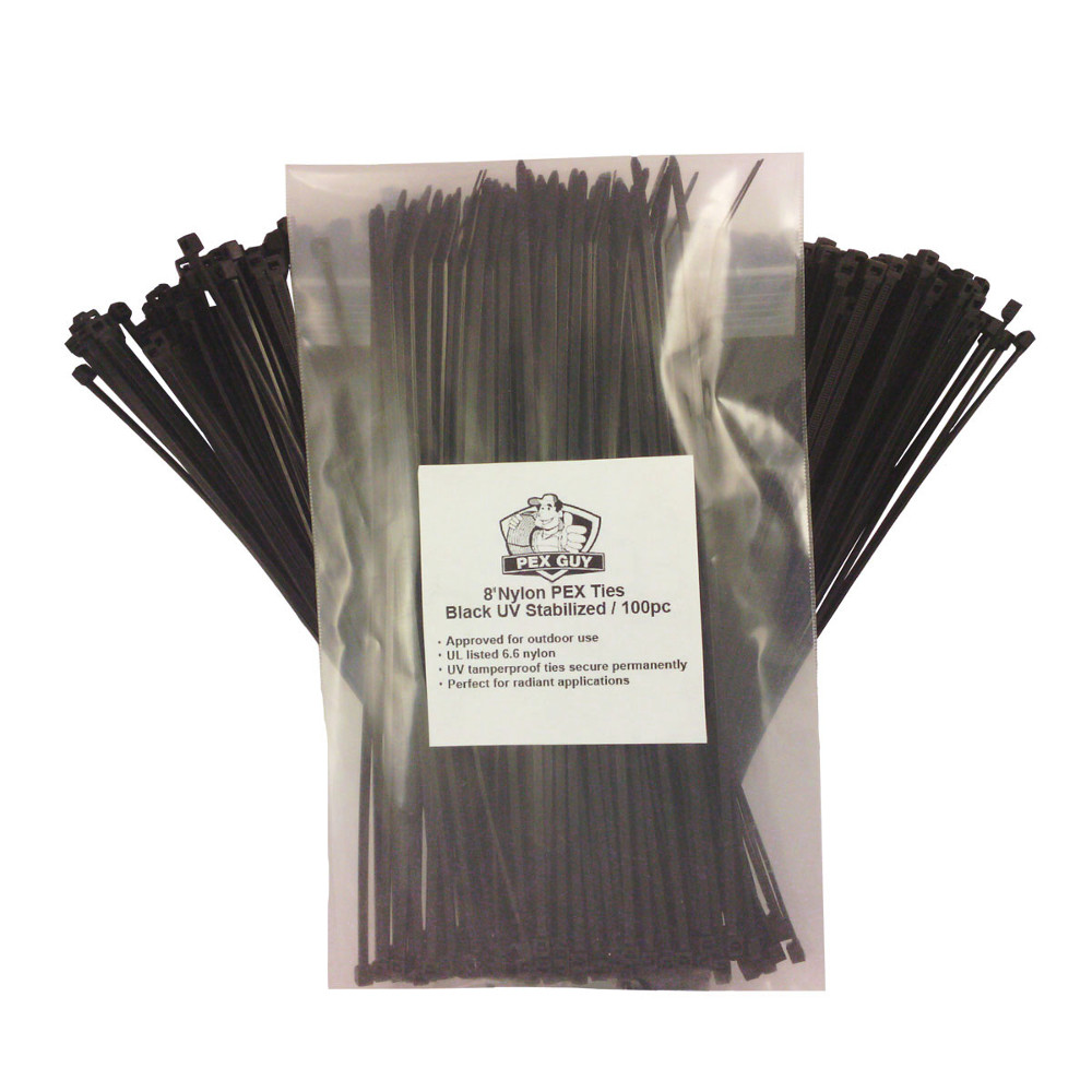 (100 pcs) 8" Nylon Black PEX Ties UV Stabilized