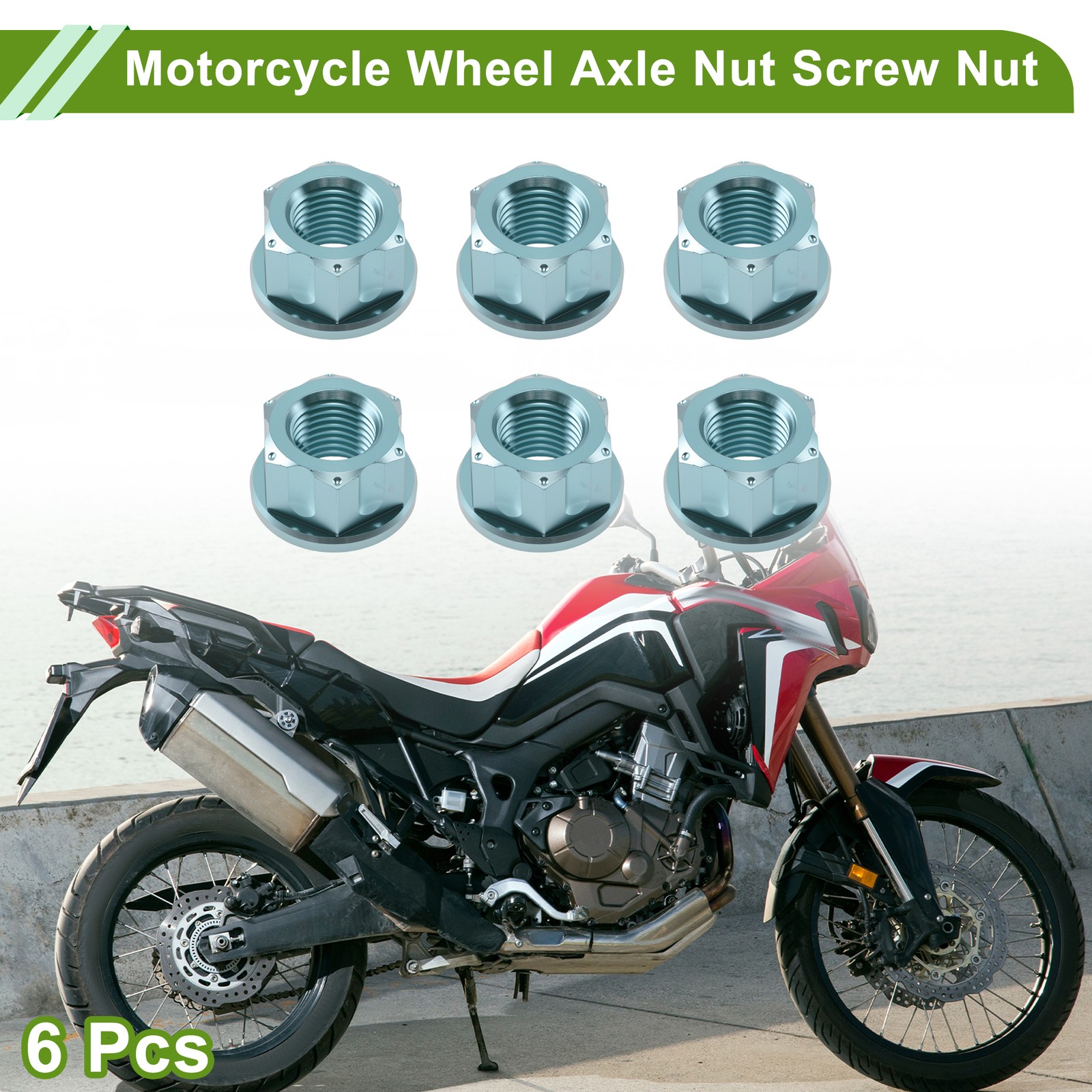 M14x1.5 Motorcycle Wheel Axle Nut Screw Nut Ice Blue for Cars/Motorcycles 6pcs
