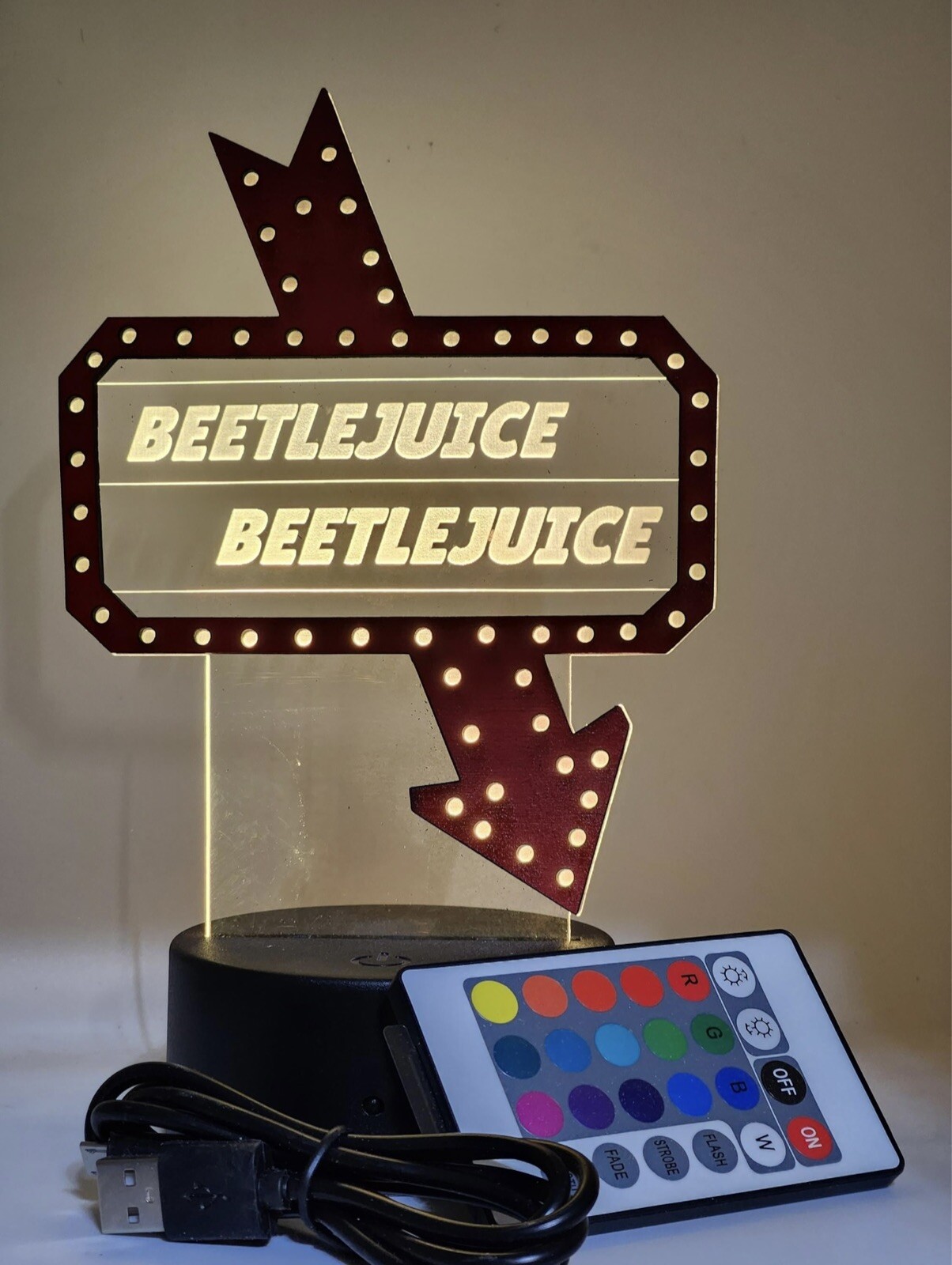 Beetlejuice Arrow LED Light with 8 Different Colors and Remote (Show It Off)