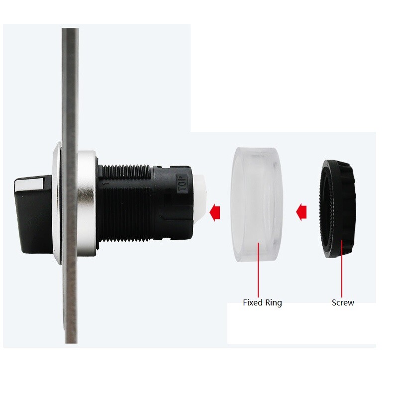 30mm Selector Rotary 3position Long handle push Button Switch 2NO Silver contact
