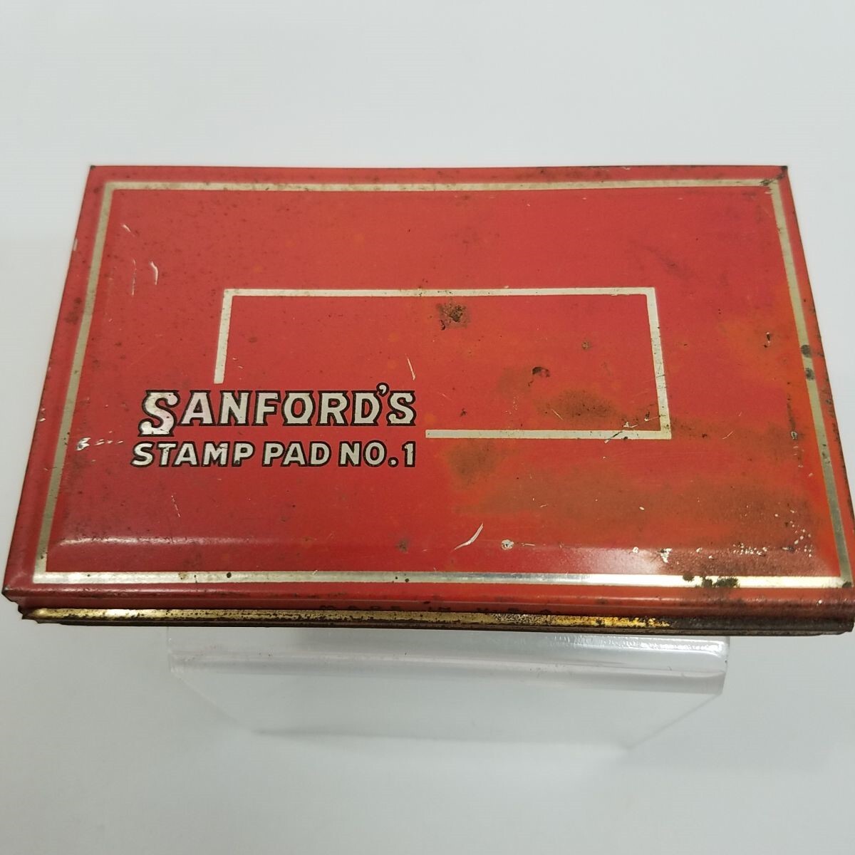 Vtg Sanfords Stamp Pad No 1 in Tin Red 4.25 x 2.75