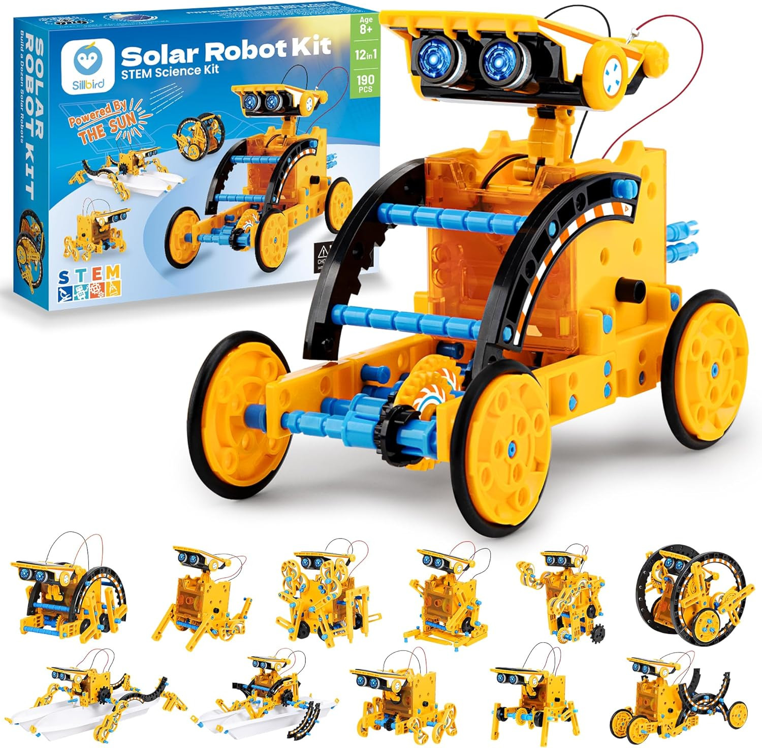Solar Robot Building Kit, 12-In-1 DIY STEM Gift for Boys Aged 8-13 | Powered by