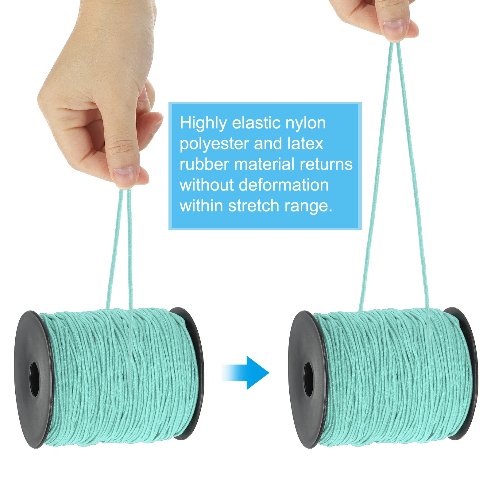 Elastic Cord, 1.5mm Stretchy Elastic String 100 Yards Grass Green