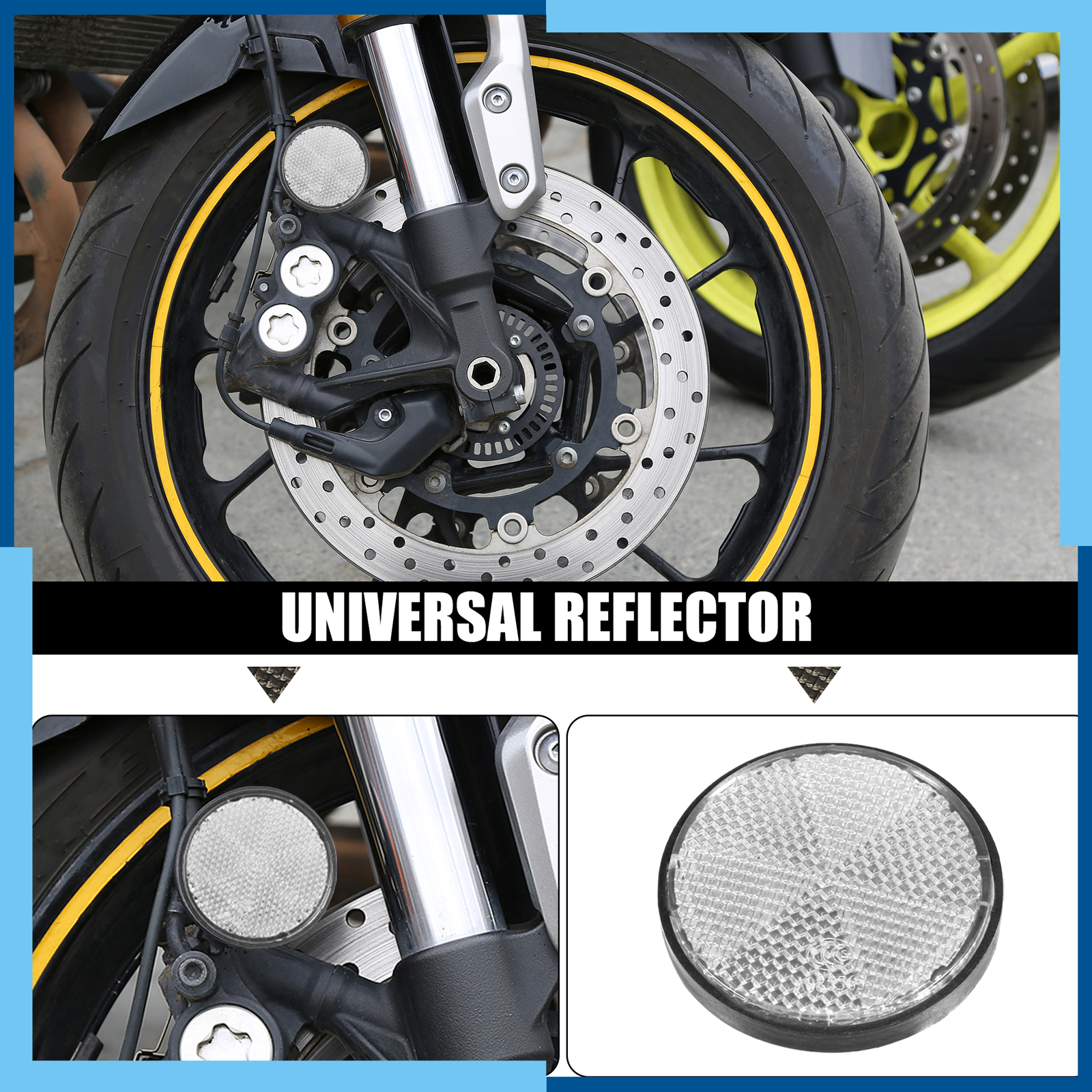 Universal Pack(8) Round Stick-on Safety Spoke Reflective Self Adhesive Reflector