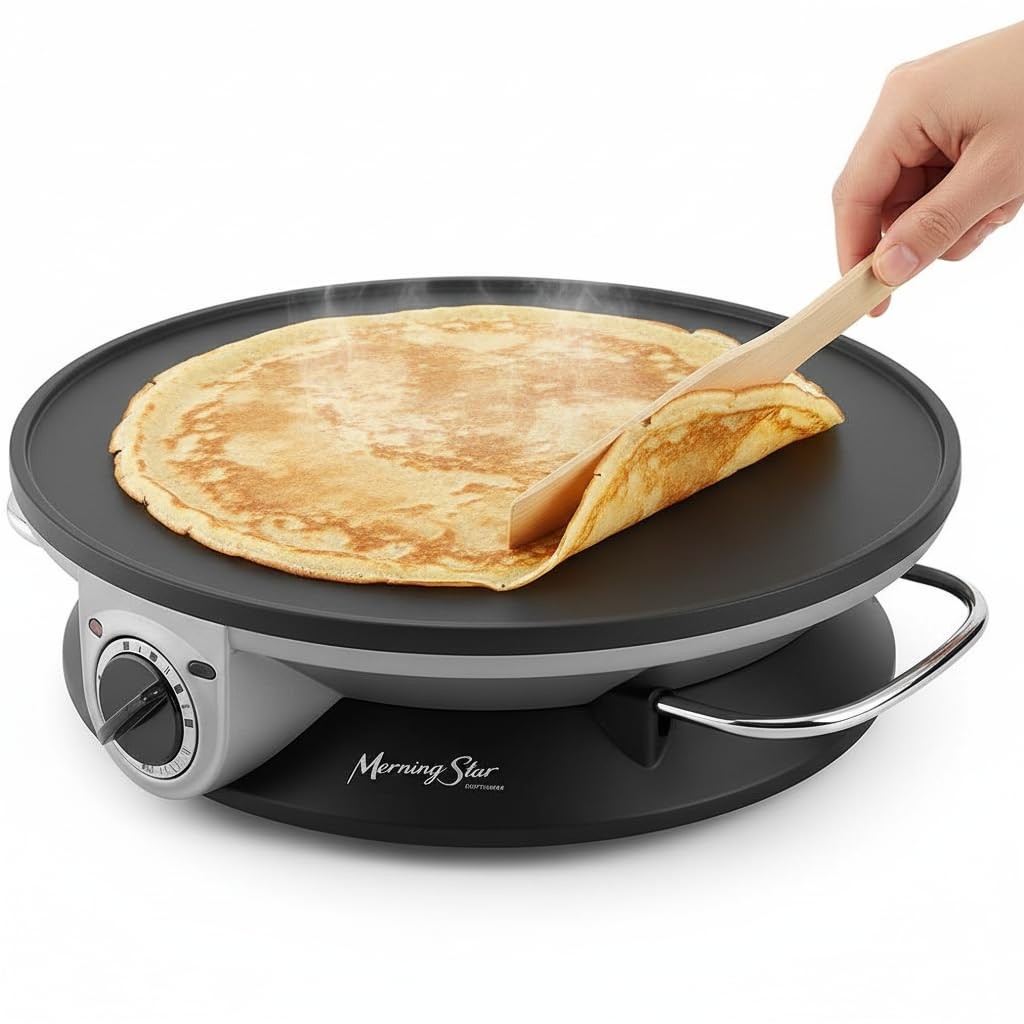 13" Electric Crepe Maker, Nonstick Pancake Griddle, Adjustable Temperature Co...
