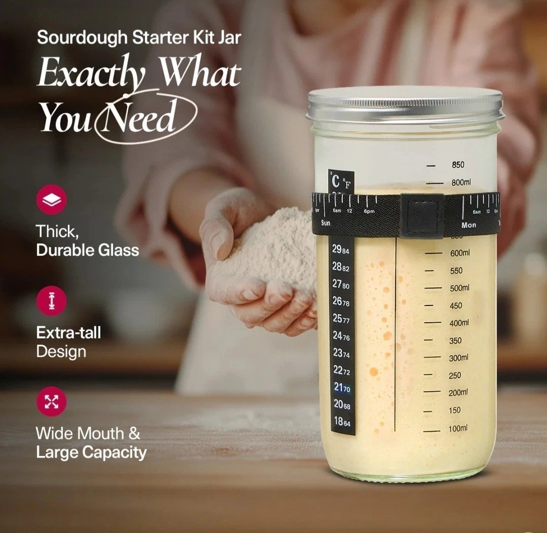 Spring Crust Beginner Friendly Sourdough Bread Starter Kit, 34 Oz Jar Wide Mouth