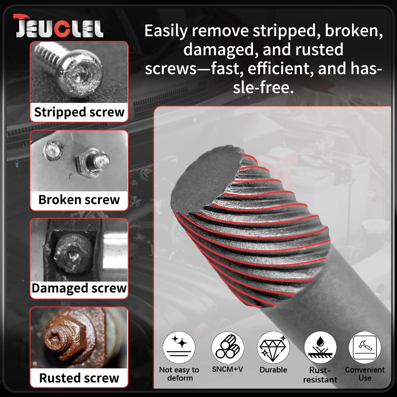 JEUCLEL 6PCS 3/8" Drive Impact Wedge Proof Long 6pcs Extractor