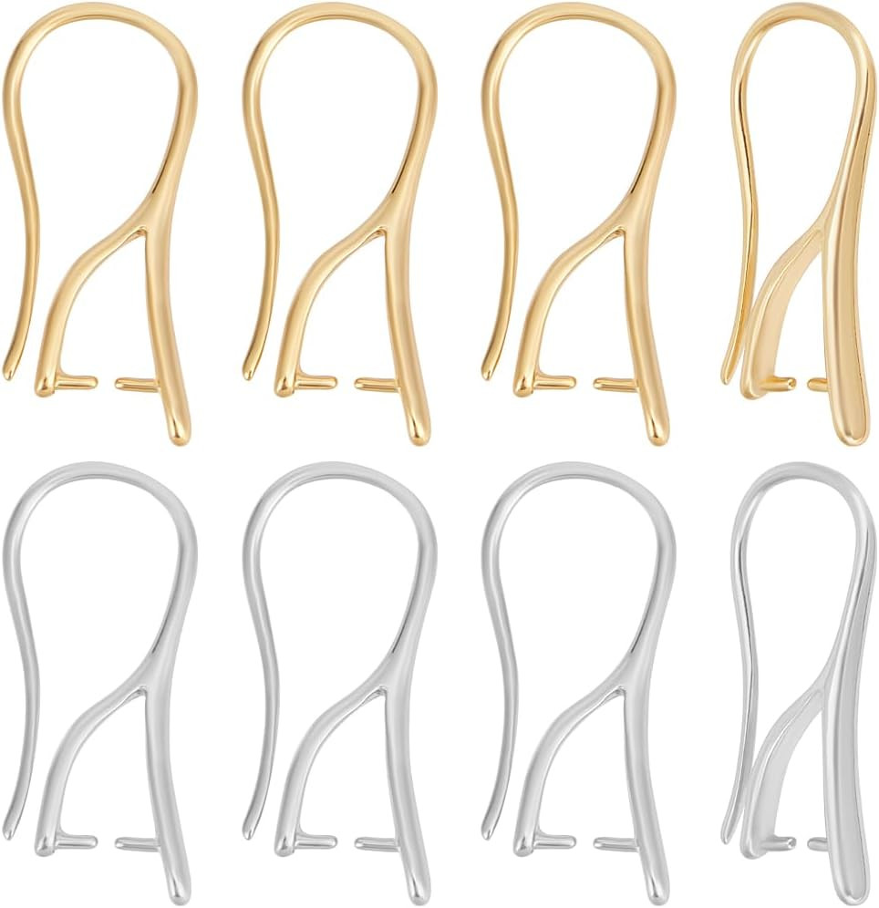 32Pcs 2 Styles Ear Wire with Pinch Bails 14K Gold & Platinum Plated Brass Ear...