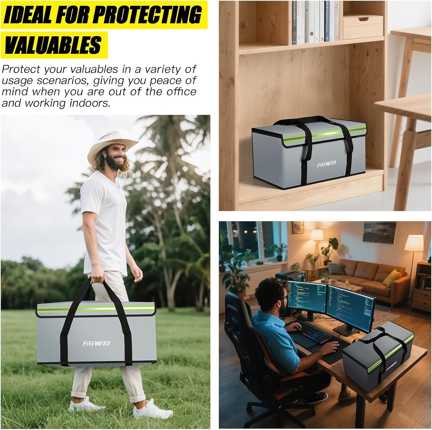 Large Fireproof Safe Bag, 24x12x12 Fireproof Document Bag, Large capacity wat...