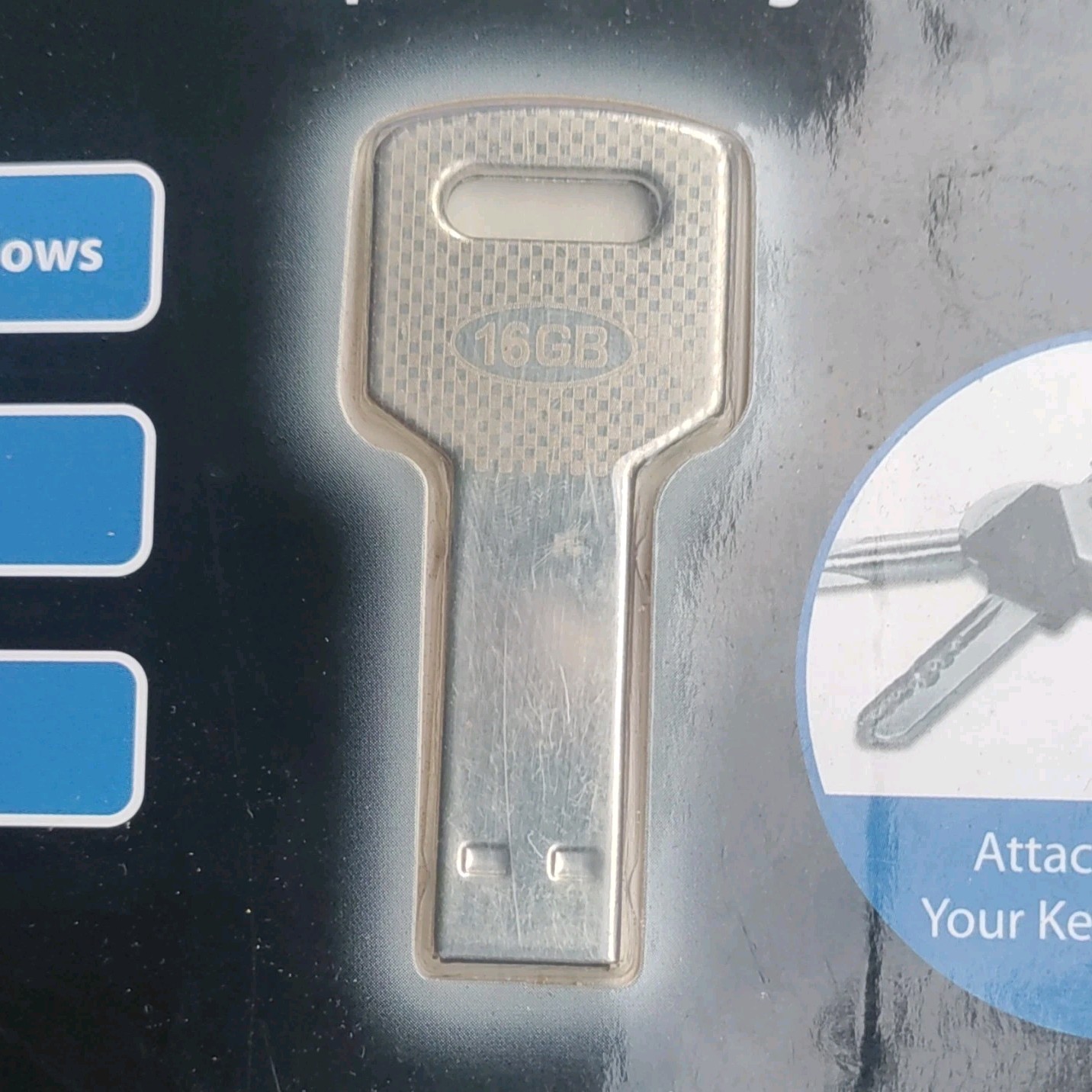 Tech Universe 16GB USB 2.0 Flash Drive Silver Key Ring Attachment Mac/PC