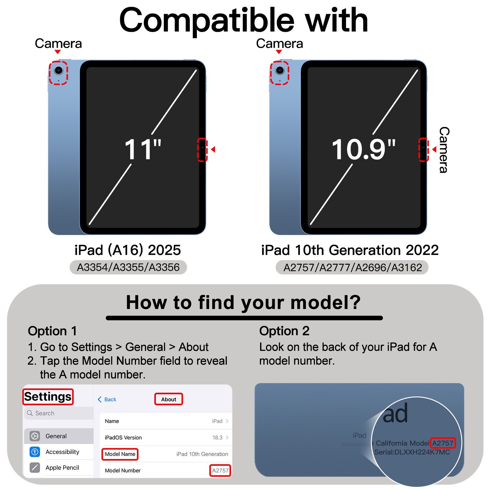 Multi-Angle Stand Case for iPad (A16) 11th/10th Generation, Ultra-Stable Support