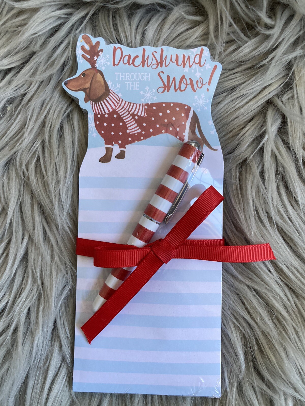 LADY JAYNE LTD. DACHSHUND THROUGH THE SNOW 100 SHEET NOTEPAD WITH PEN