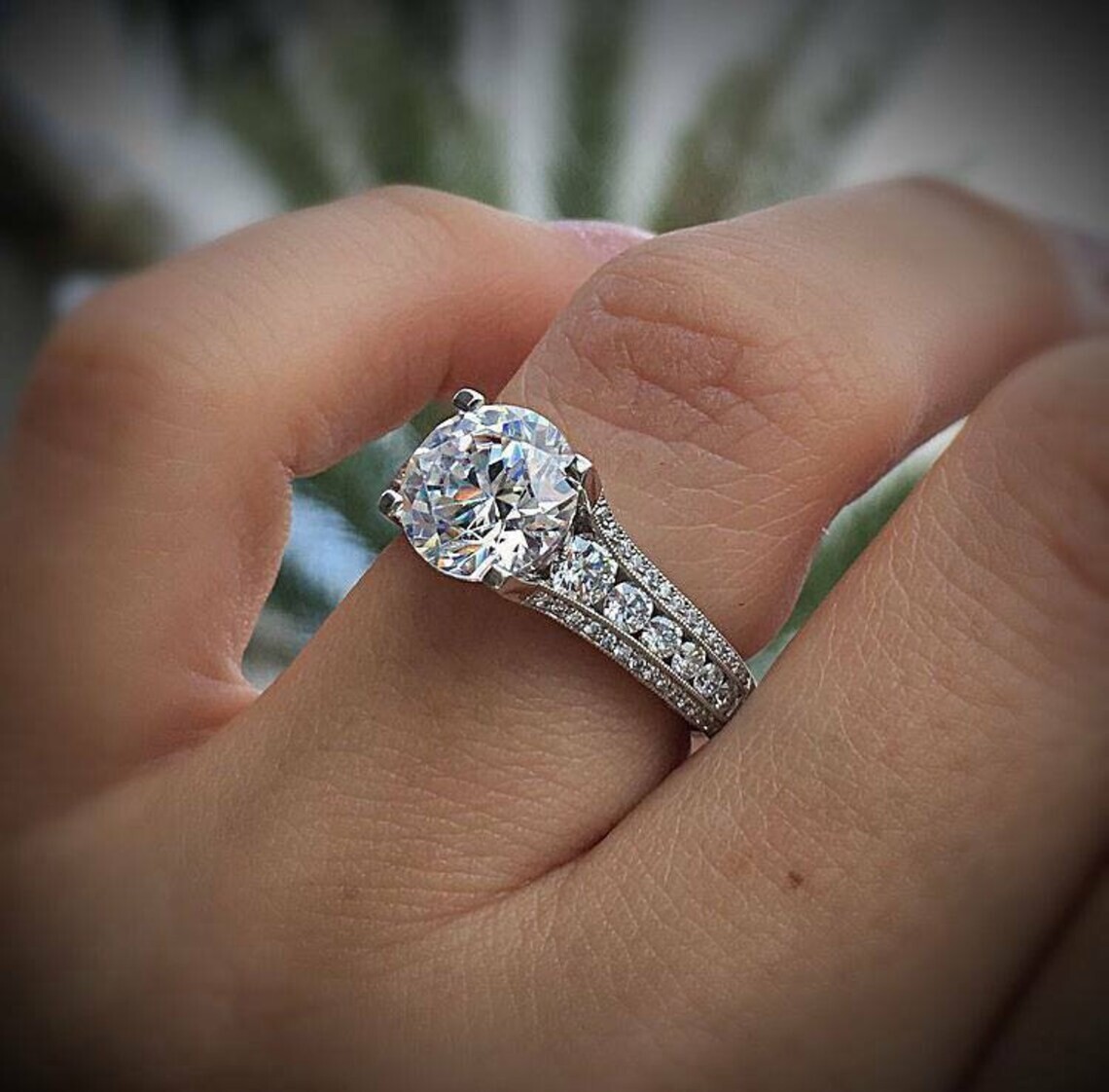Lab-Created 3.20 Ct Round Cut White Diamond Wedding Ring 925 Sterling Silver