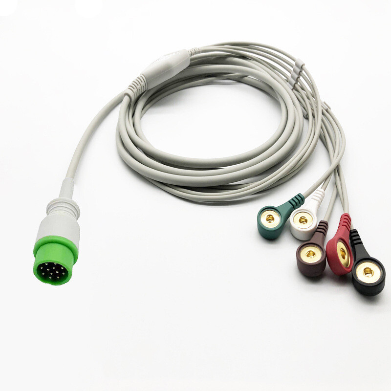 12Pin ECG Cable 3 / 5 Leads Snap 9ft For Infinium Omni 5 K CLEO Patient Monitor