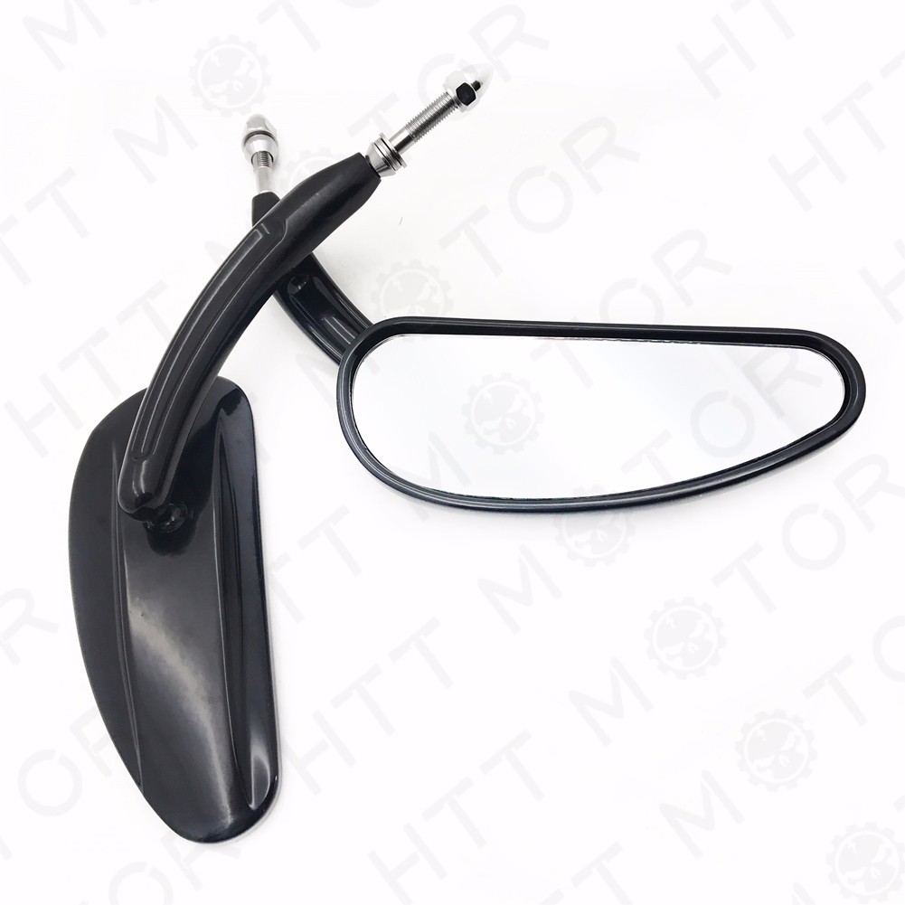 HTTMT Pair Black Teardrop Racing Mirrors For Harley Street Glide Road Glide