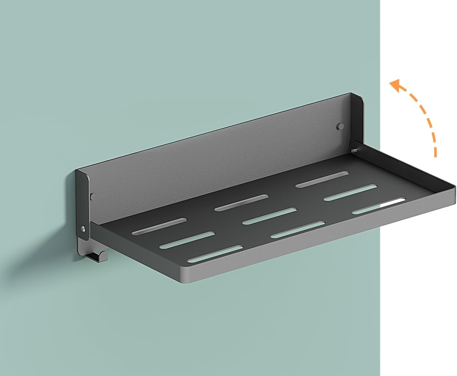Small Folding Metal Shelf with Hooks, 11.8", 1 Pack, 11.8", 1 Pack