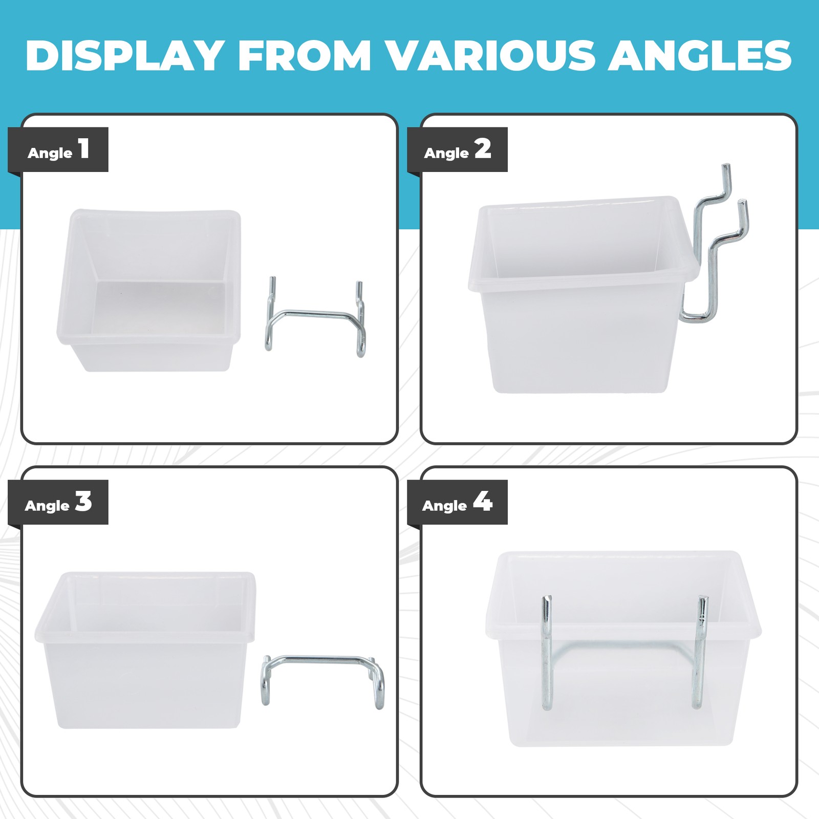 6 Pack Pegboard Clear Bins, Pegboard Bins Hooks, DIY Pegboard Accessories,4475