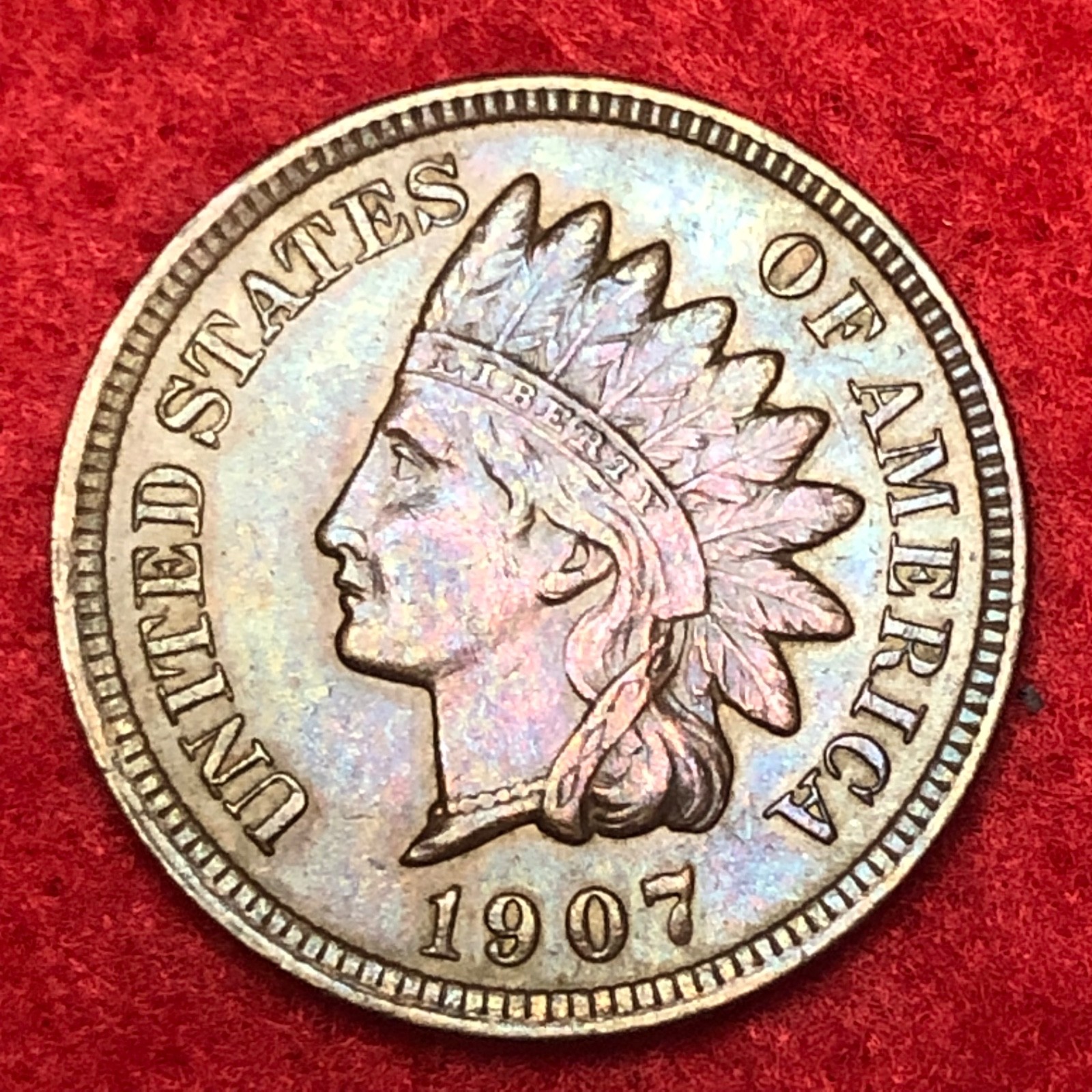 1907 Indian Head Cent Choice Almost Uncirculated AU+ Coin #738
