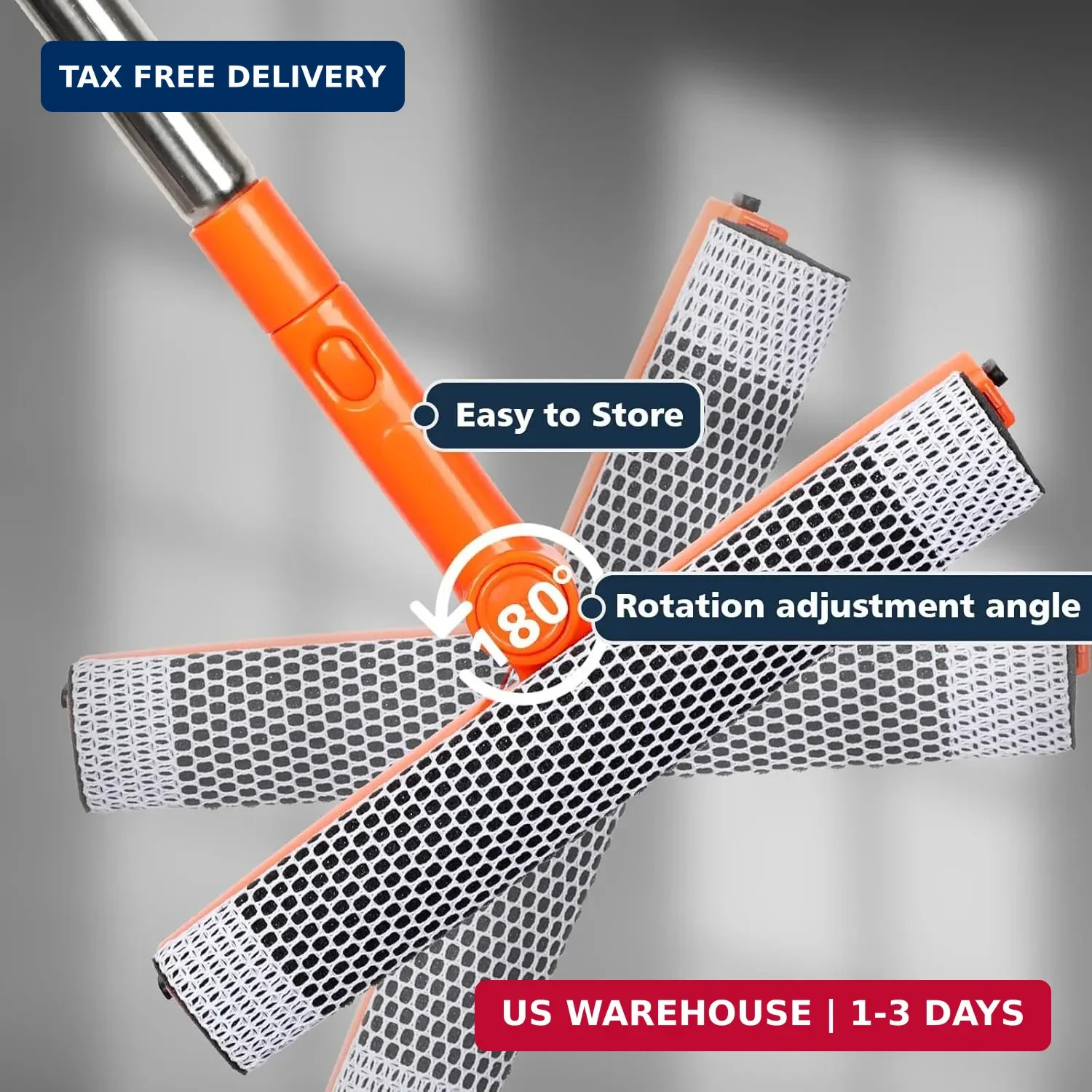 Professional Window Squeegee,2 in 1 Squeegee Window Cleaner with Long Stainless