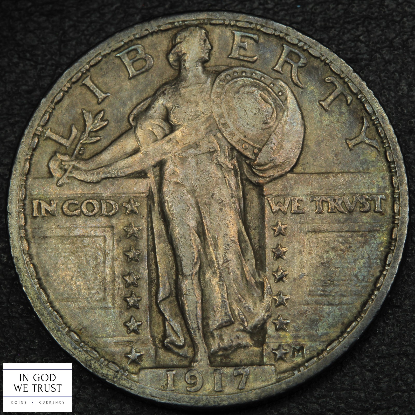 1917 Type 2 Standing Liberty Silver Quarter 25C (TONED!)