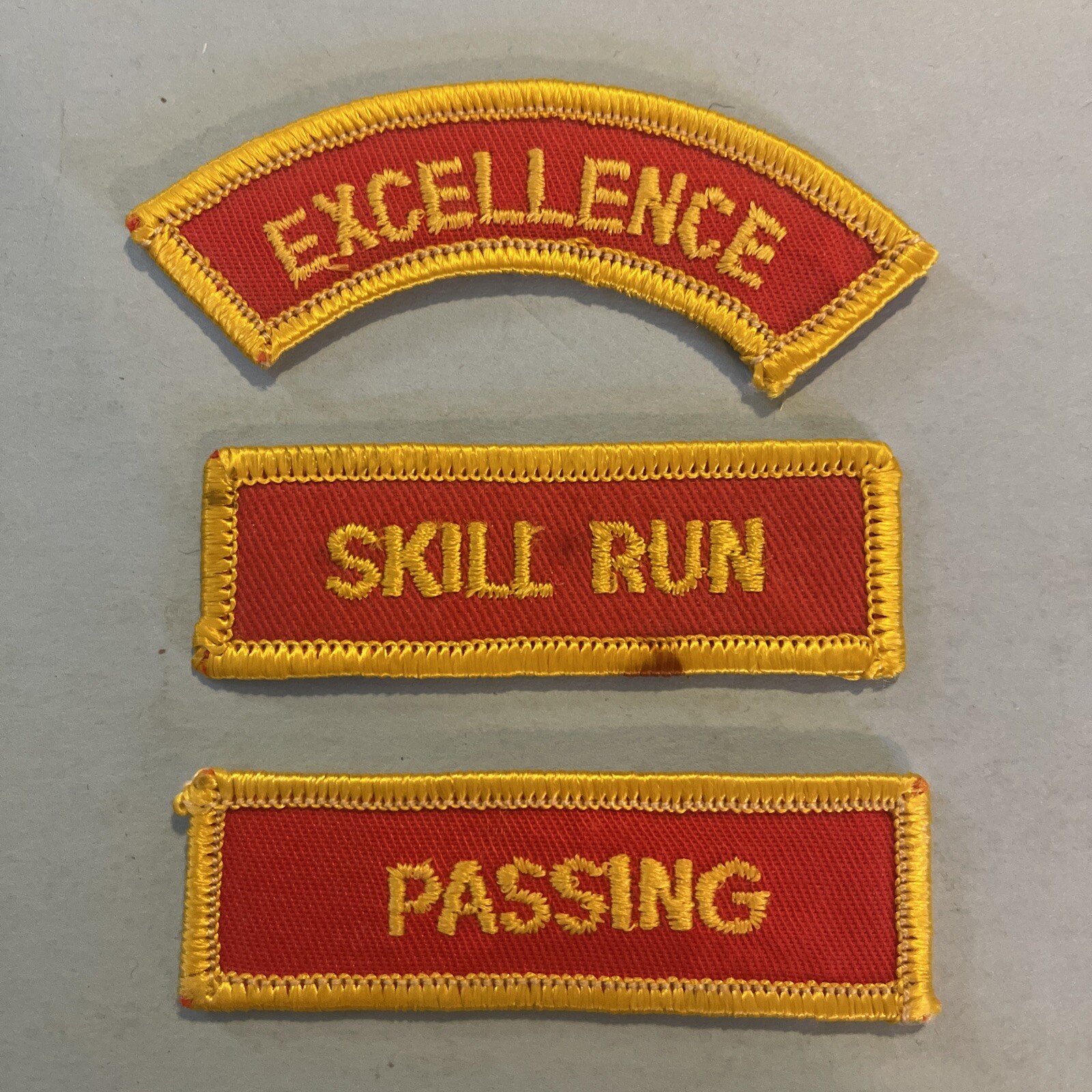 Lot of 3 Patches - Excellence , Skill Run and Passing - Red and Gold Color Patch