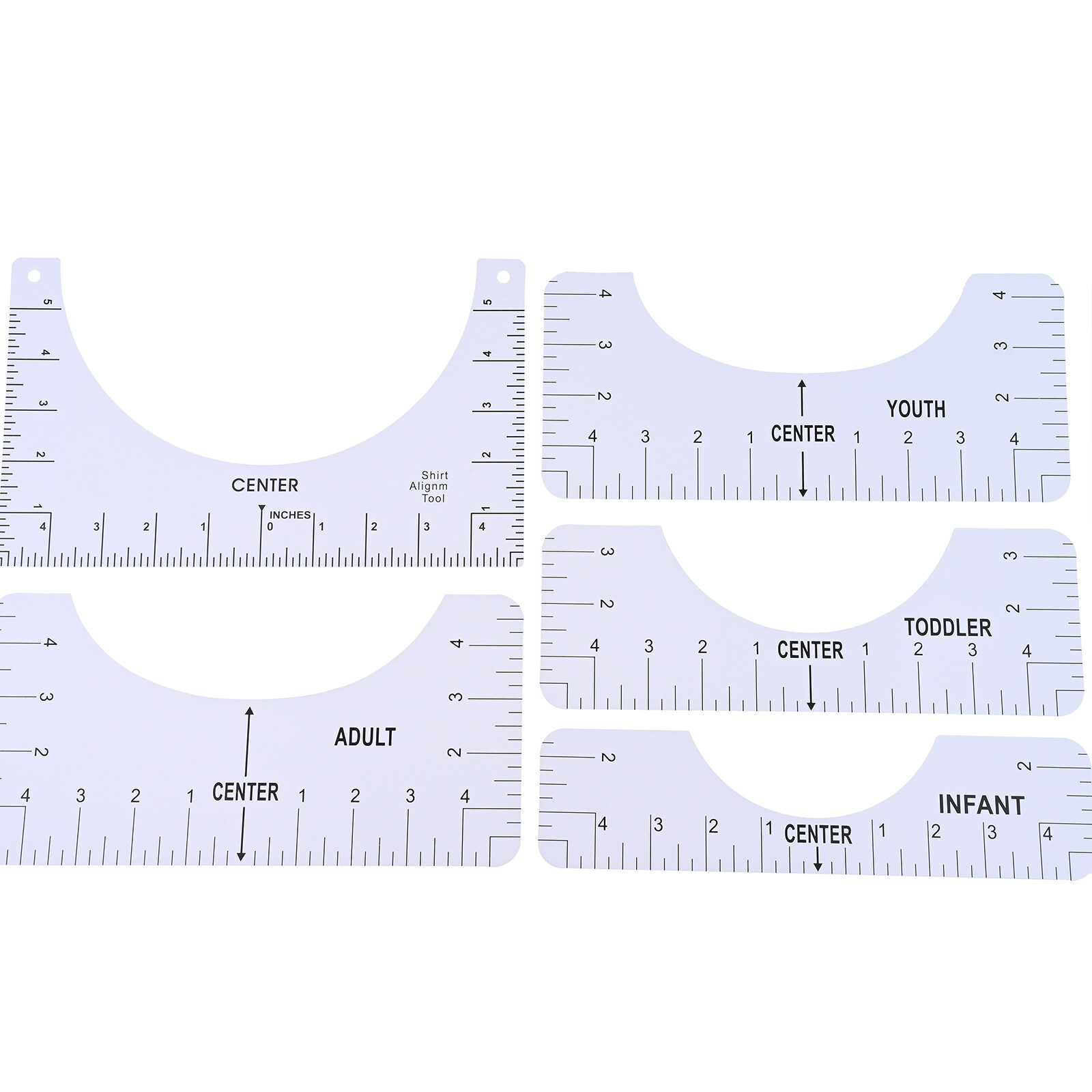 5Pcs/Set Alignment Rulers Tshirt Ruler for Household Measurement Painting Tools