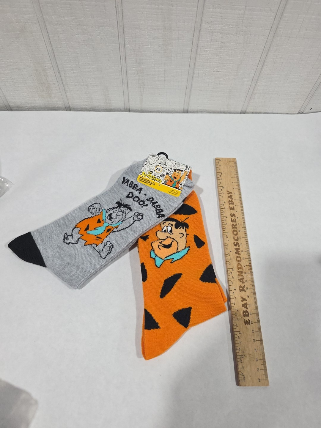 Fred Flintstone Men's Cartoon Print Novelty Socks 2 Pairs Fits Sizes 6-12 NWT