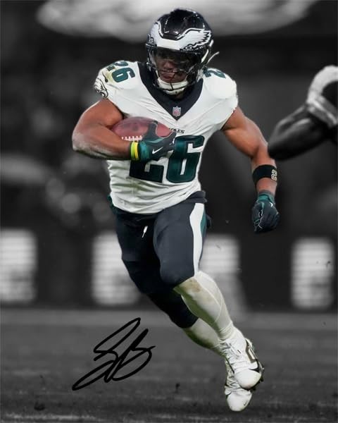 Ikonic Fotohaus Saquon Barkley Epic Hurdle Signed Photo 10"L x 8"W, White