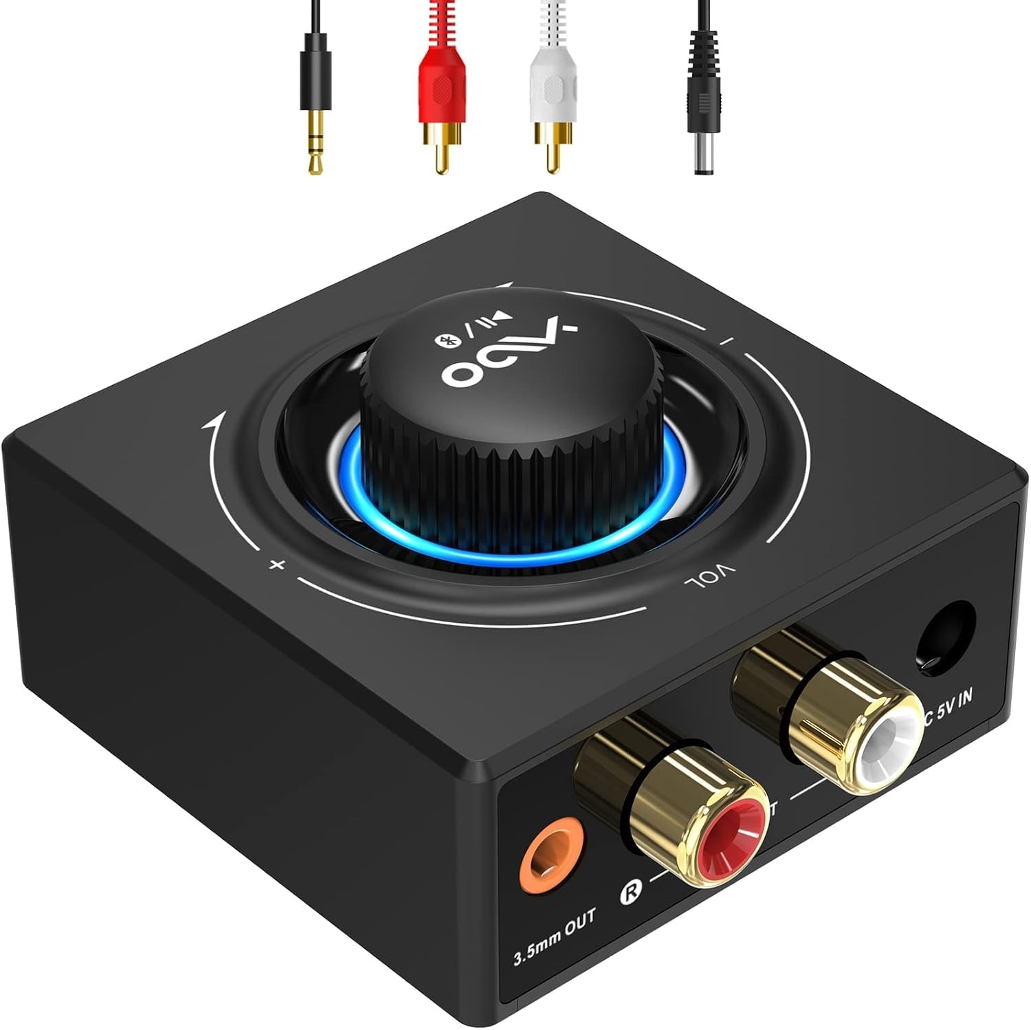 B06T3 Bluetooth 5.3 Receiver, 100ft RCA Bluetooth Audio Adapter for 3.5mm Jac...