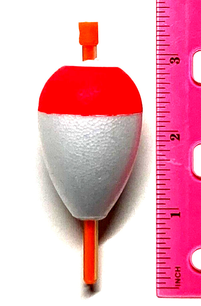 SET OF 6 Red/White 1.25" Foam Pear Slotted Stick Float