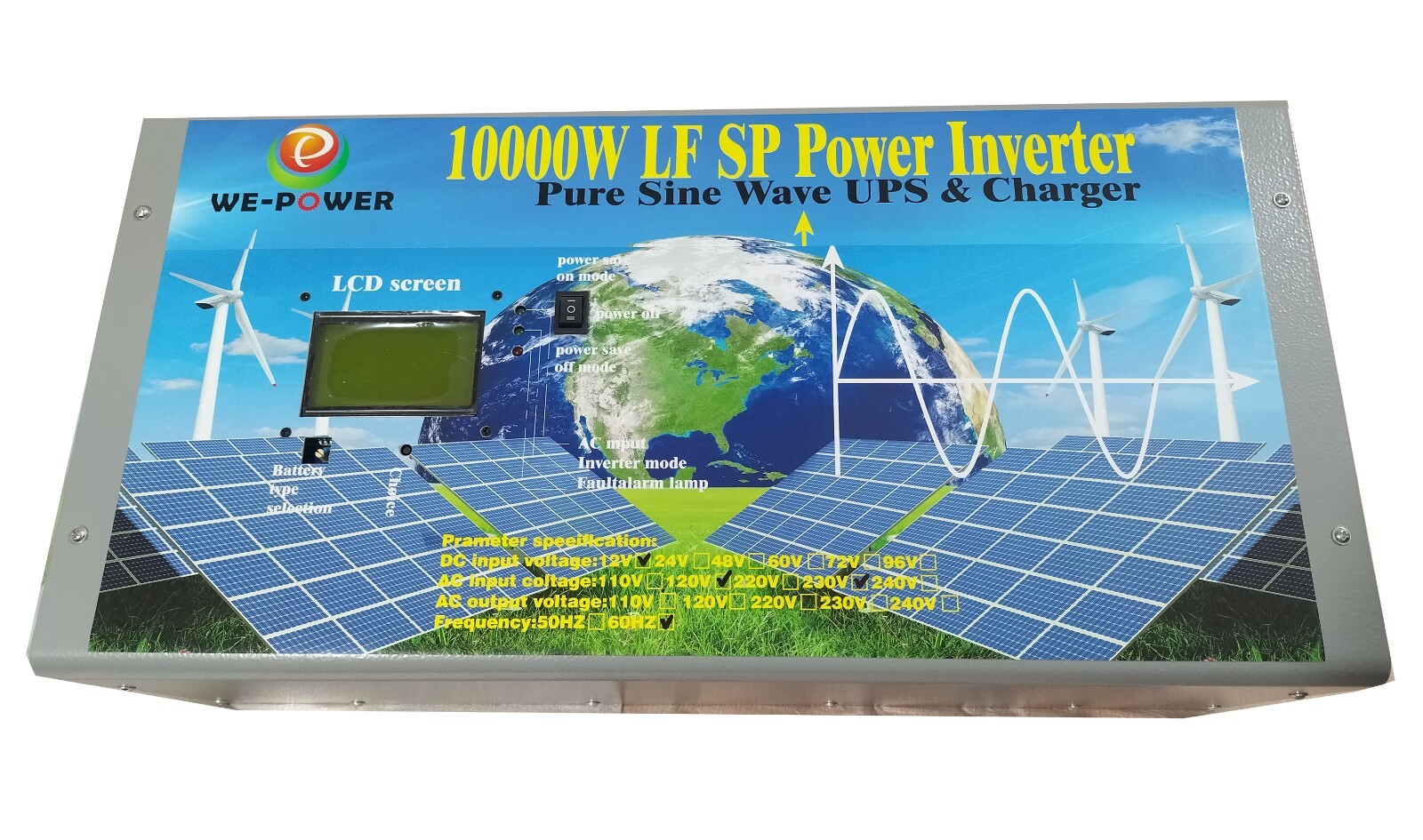 10000W LF SP Pure Sine Wave SolarPower Inverter 48VDC/110V,220VAC UPS ChargerLCD