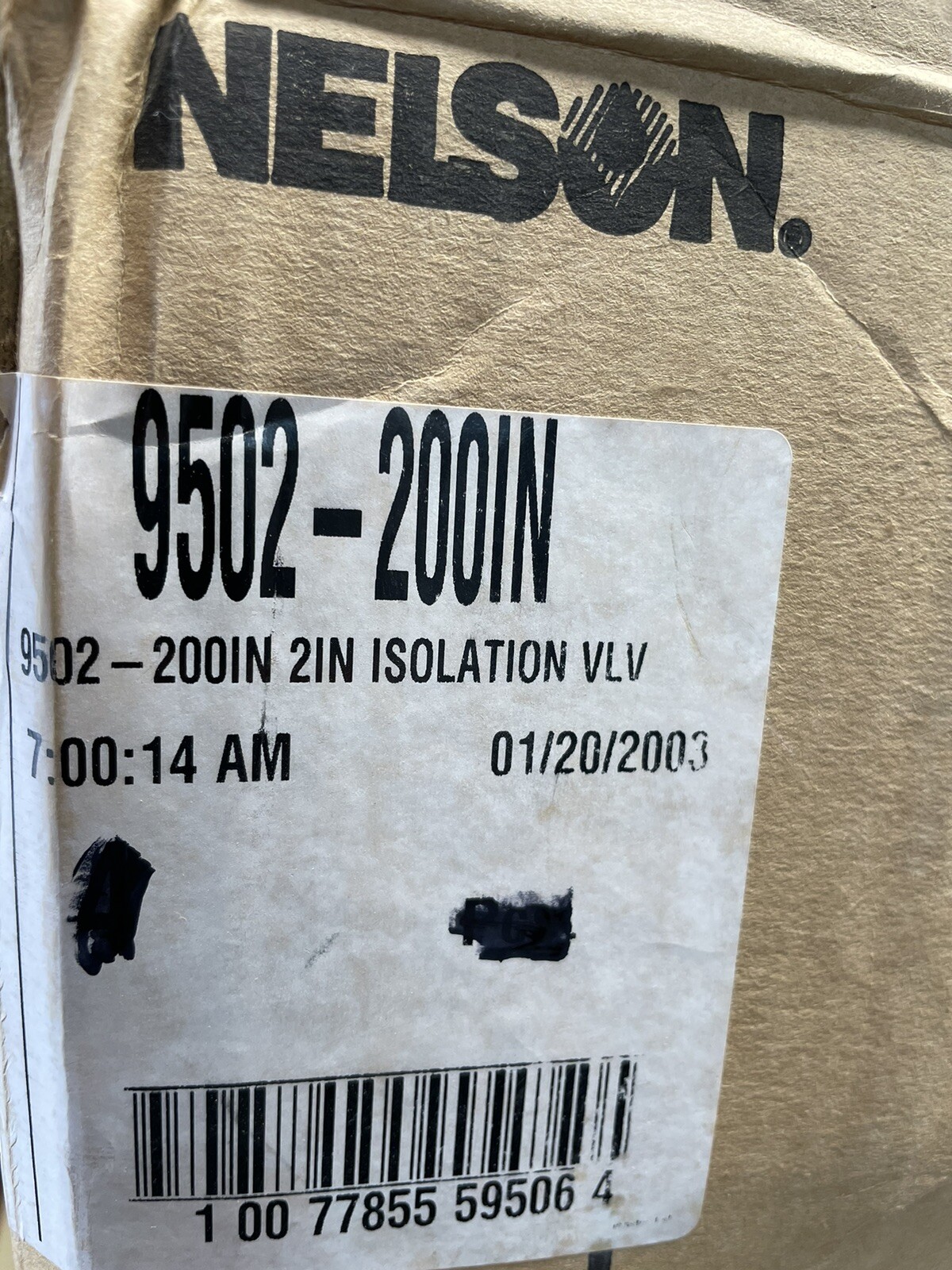 Nelson 9502-200IN 2" Isolation Valve - NOS