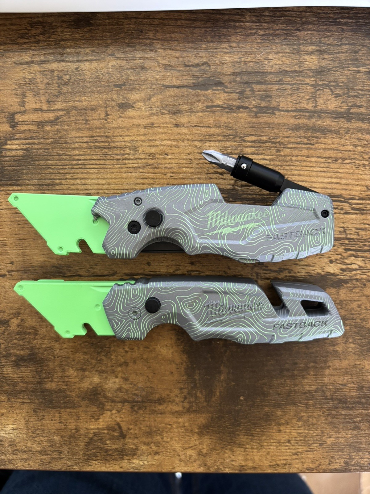Milwaukee Fastback Knife Utility Custom Coated Neon Green Grey Topo 1502