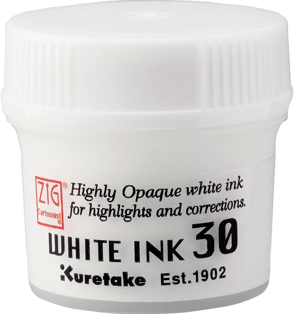 Kuretake  Cartoonist White Ink 30Ml, for Dip Pen, Brush, Drawing, Calligraphy, I