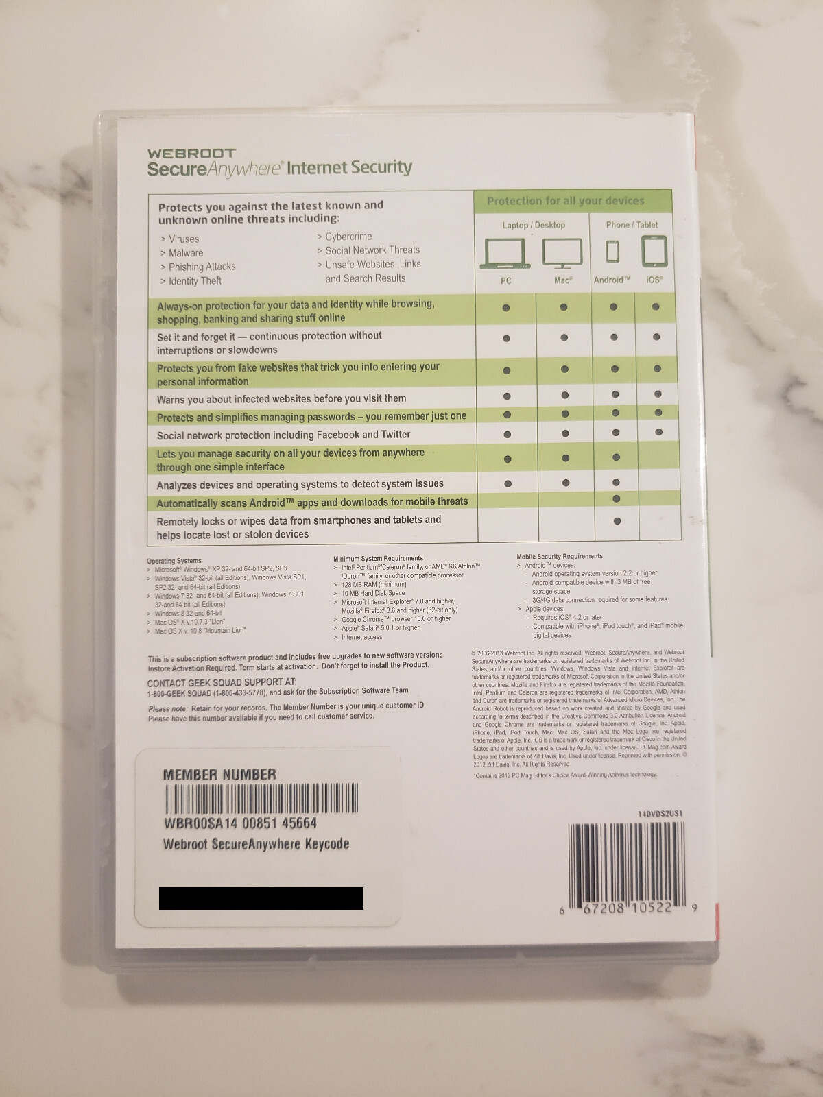 Webroot SecureAnywhere Internet Security Full Ver. 3 Devices PC/Mac/Mobile 2013