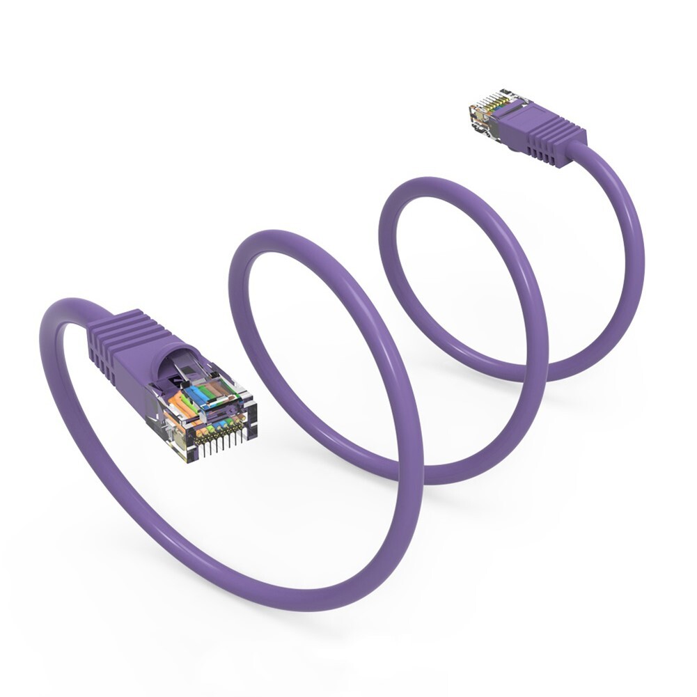2FT Cat5E RJ45 Ethernet LAN Network UTP Snagless Patch Cable Pure Copper Purple