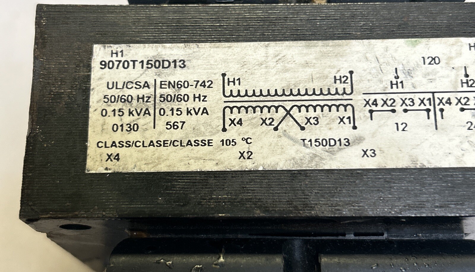 SQUARE D,9070T150D13,CONTROL TRANSFORMER 0.15KVA