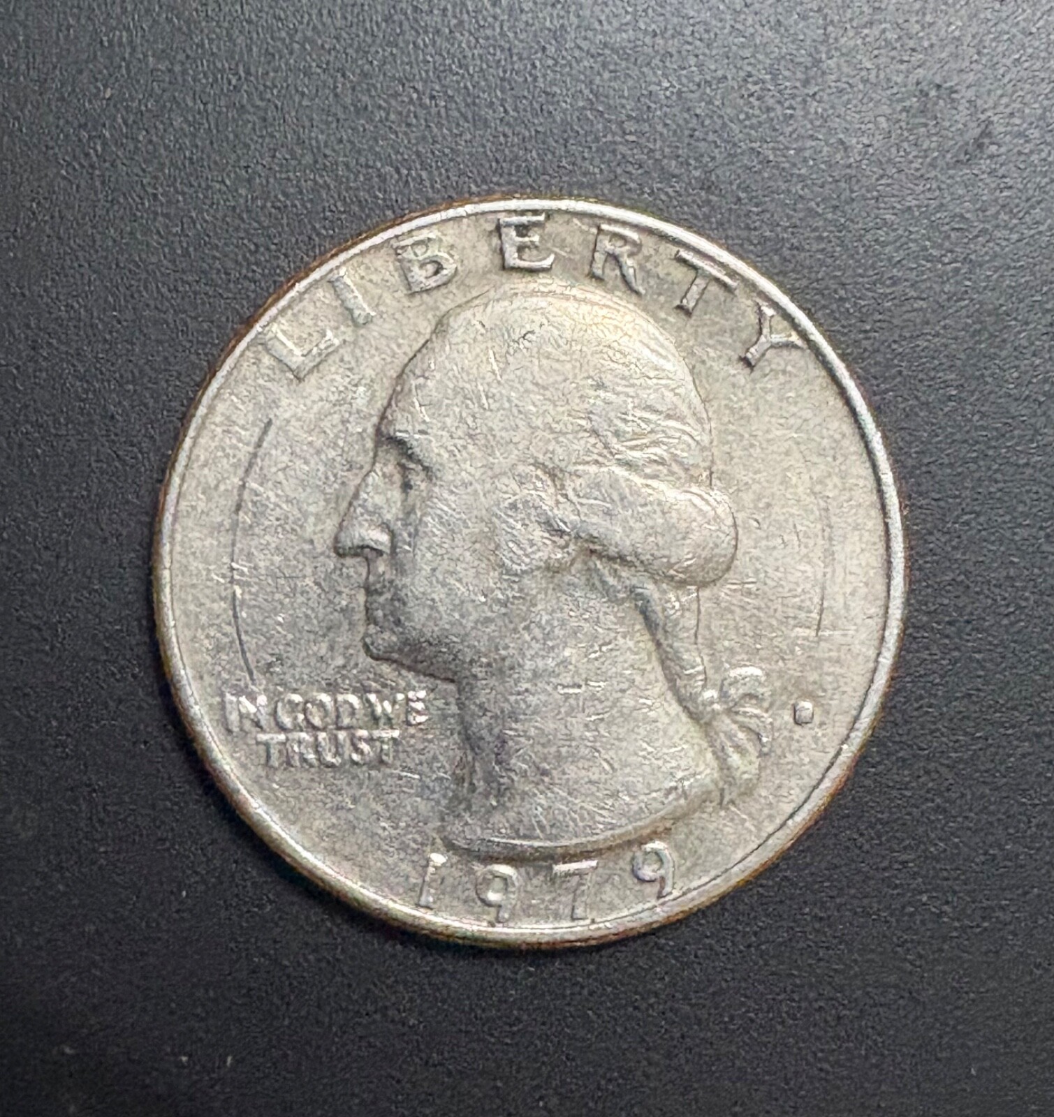 1979 Quarter Error Filled Mint Mark. Mint Error Circle On The Front.