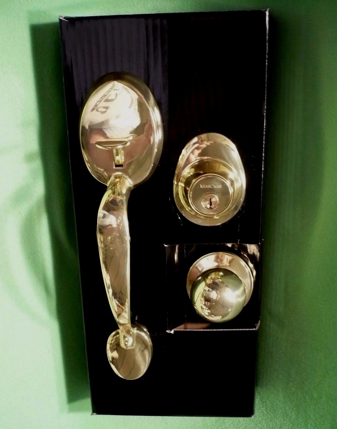 MintCraft Entrance Handle set Model S7731 Polished Brass Finish. Complete kit