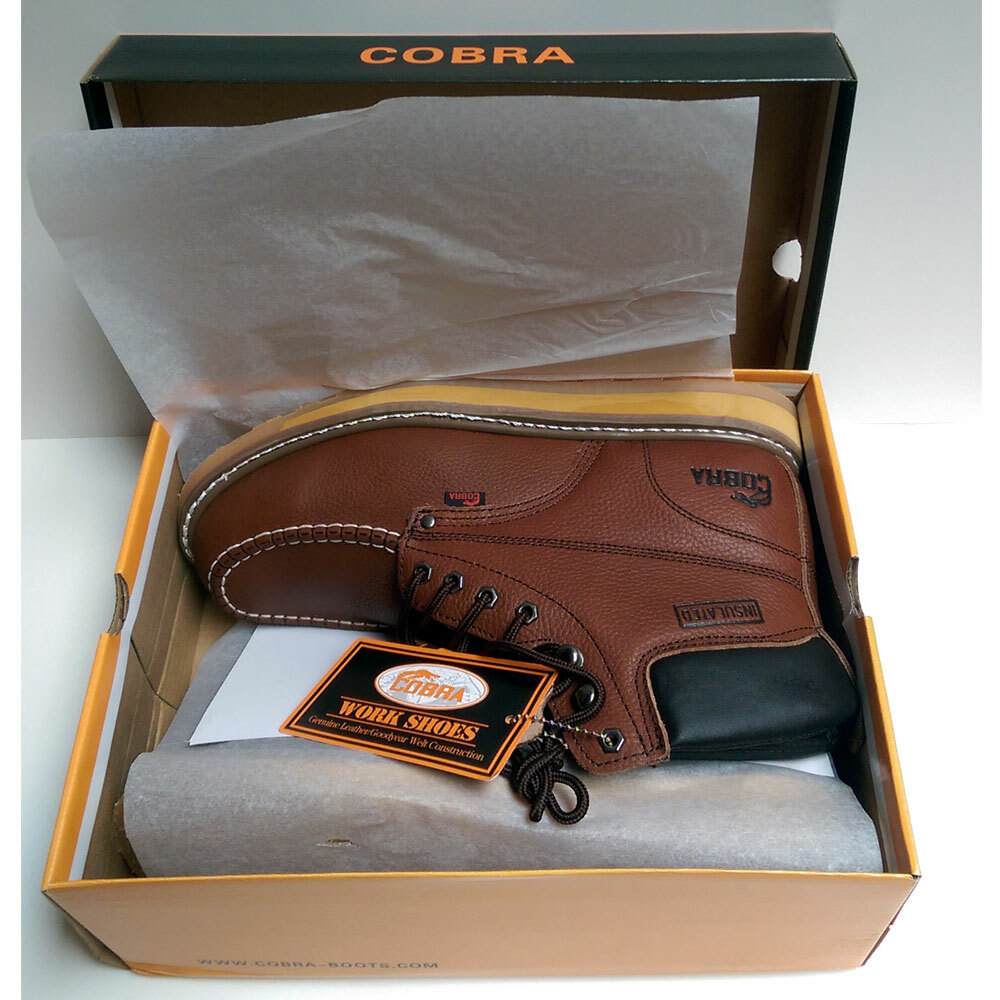 Men's Work Boots Cobra Genuine Leather Welt Construction C27M Dark Brown Size 11