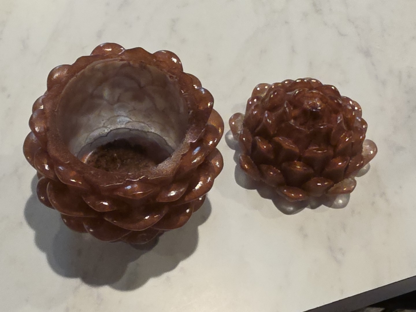 Handmade Resin Pinecone Jar 3.5x4 Inches