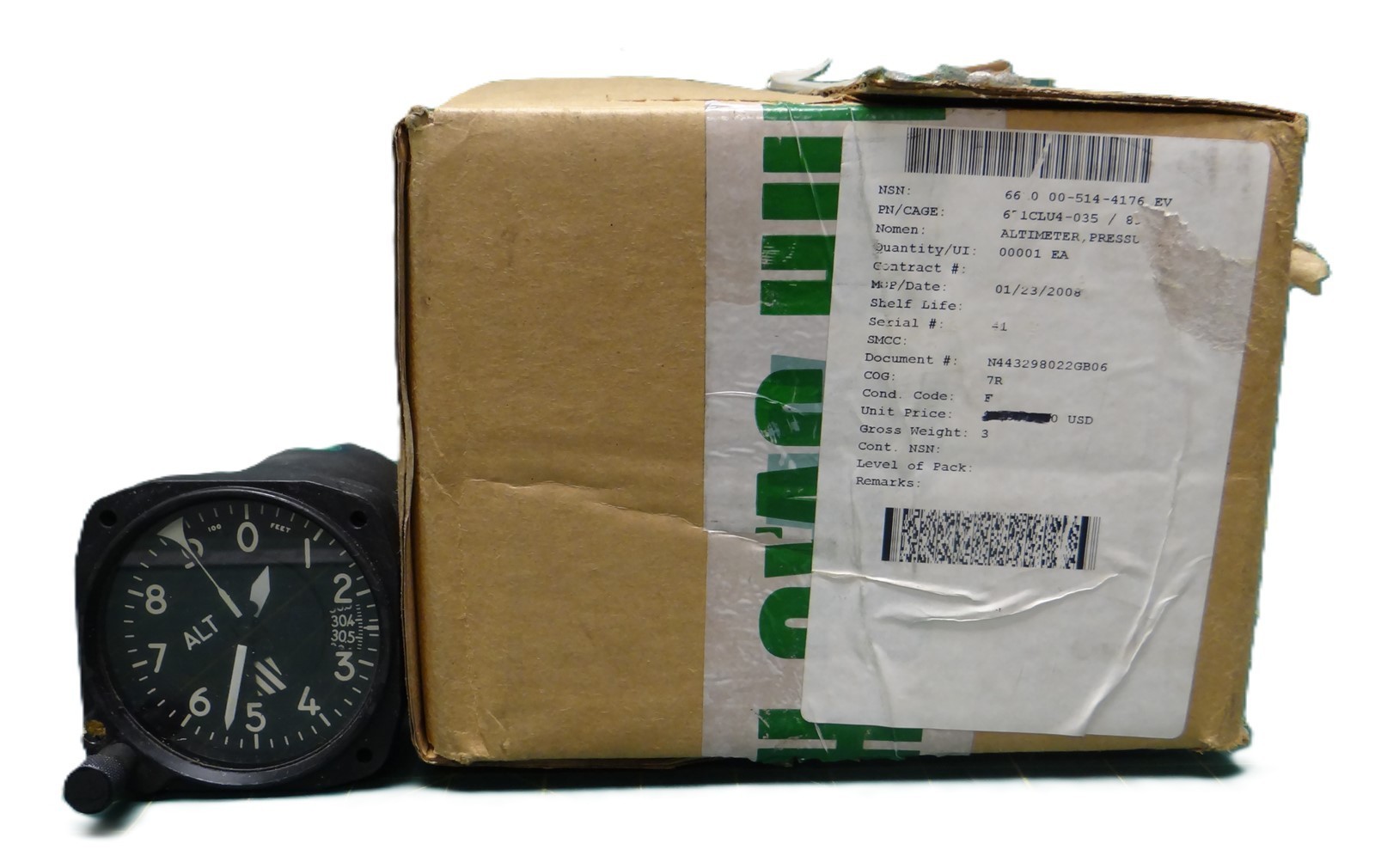 Elbit America Pressure Altimeter Type MB-1 671CLU4-035 NSN: 6610-00-514-4176