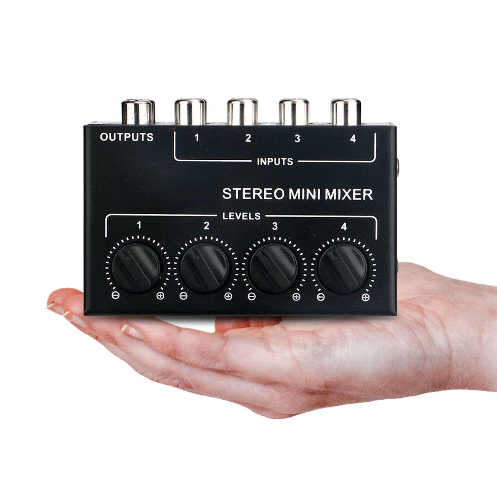 Mini 4 Channel Stereo Audio Mixer Sound Mixing Console RCA Inputs for Karaoke Q9