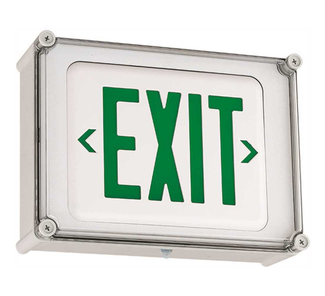 Dual-Lite 2-Watt Integrated LED White/Green NEMA 4X Exit Sign with Battery Color