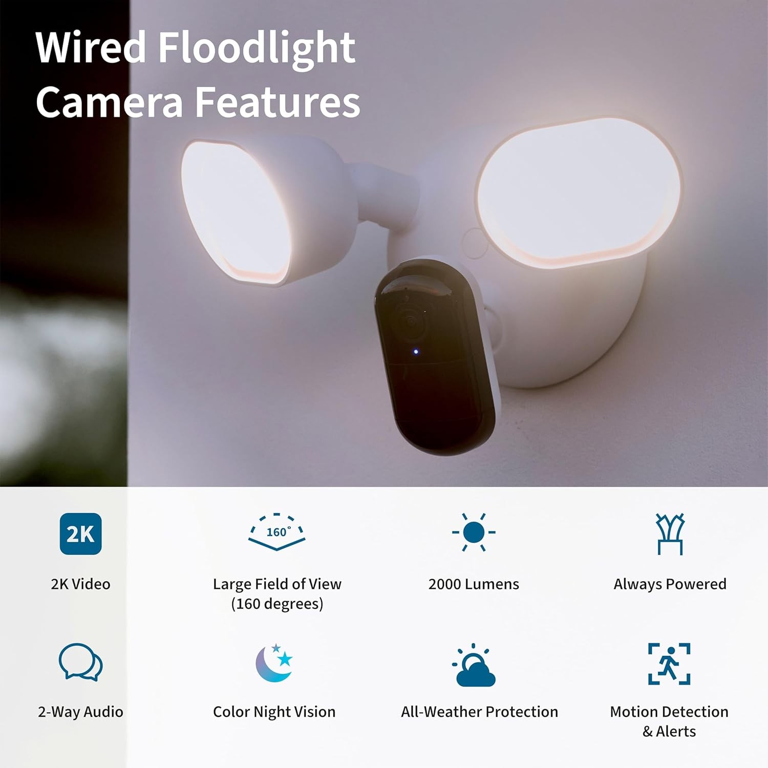 Arlo FLW2001-100NAR Wired Floodlight Security Camera,White-Certified Refurbished