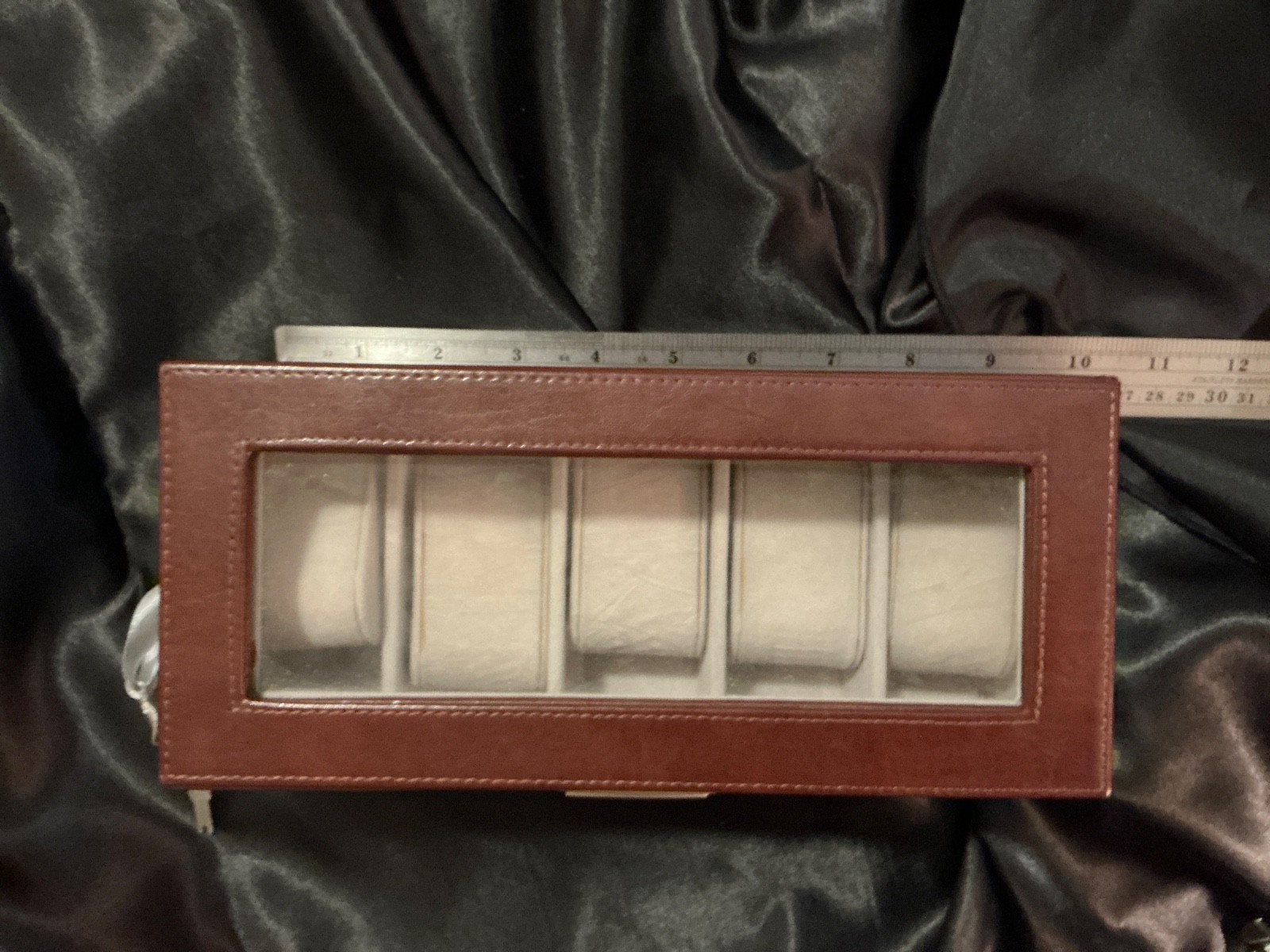 Royce 5 Slots Watch Box Glass Lid Leather Watch Case  Watch Display Lockable