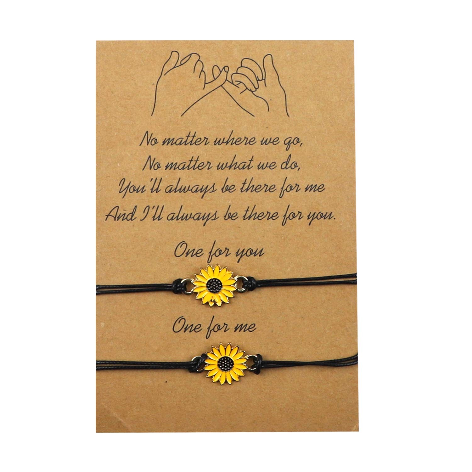 AUEAR, 2Pcs Bracelets Best Friends Sunflower Pinky Promise Long Distance Matc...